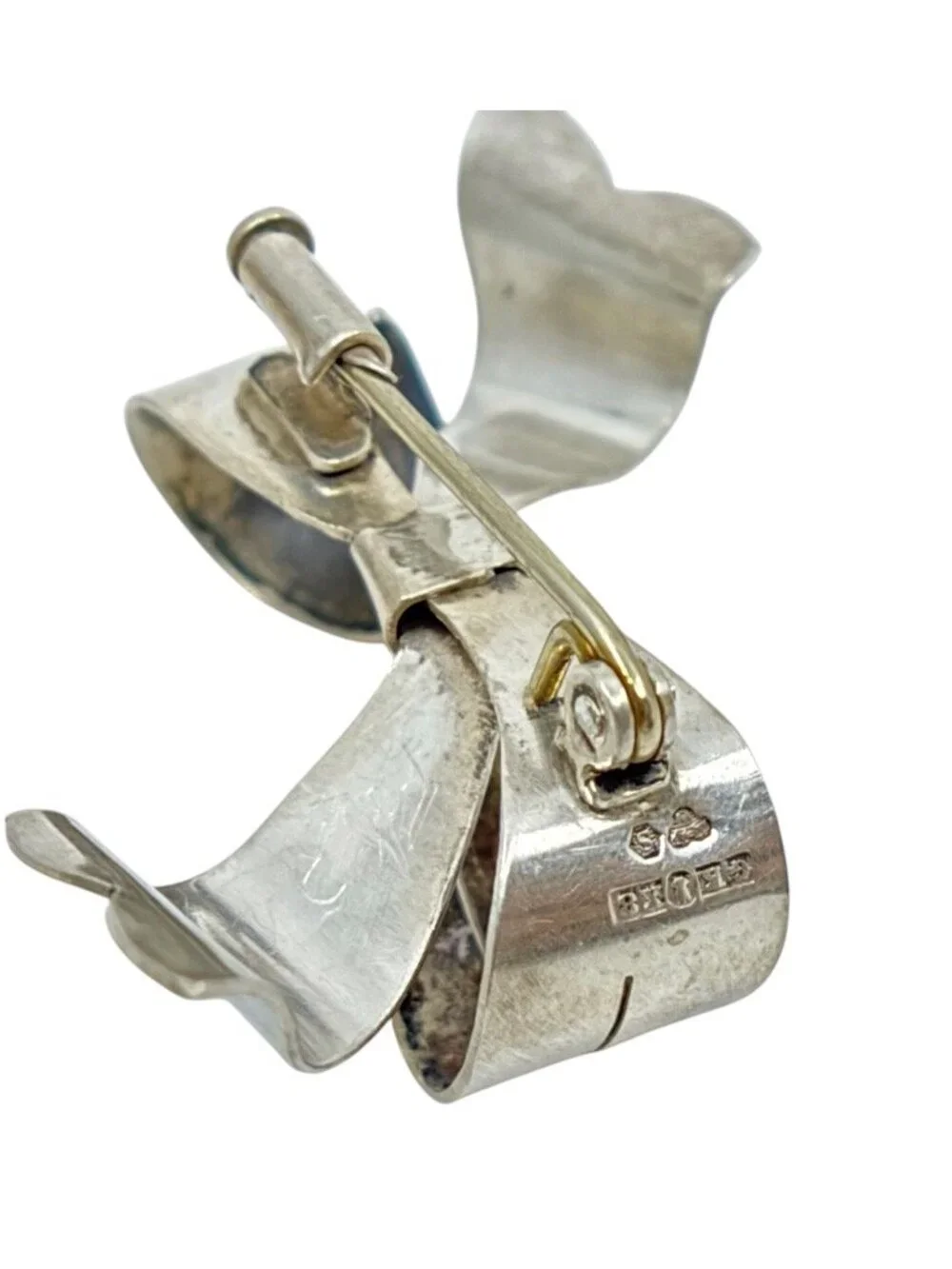 Vintage 1940's G Kaplan Sweden sterling silver ribbon brooch - GM1257